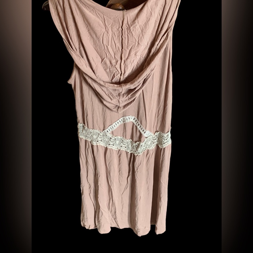 POL Dark Pink Button Up Hoodie Tank Dress Soft Material Woman’s Spring Clothing